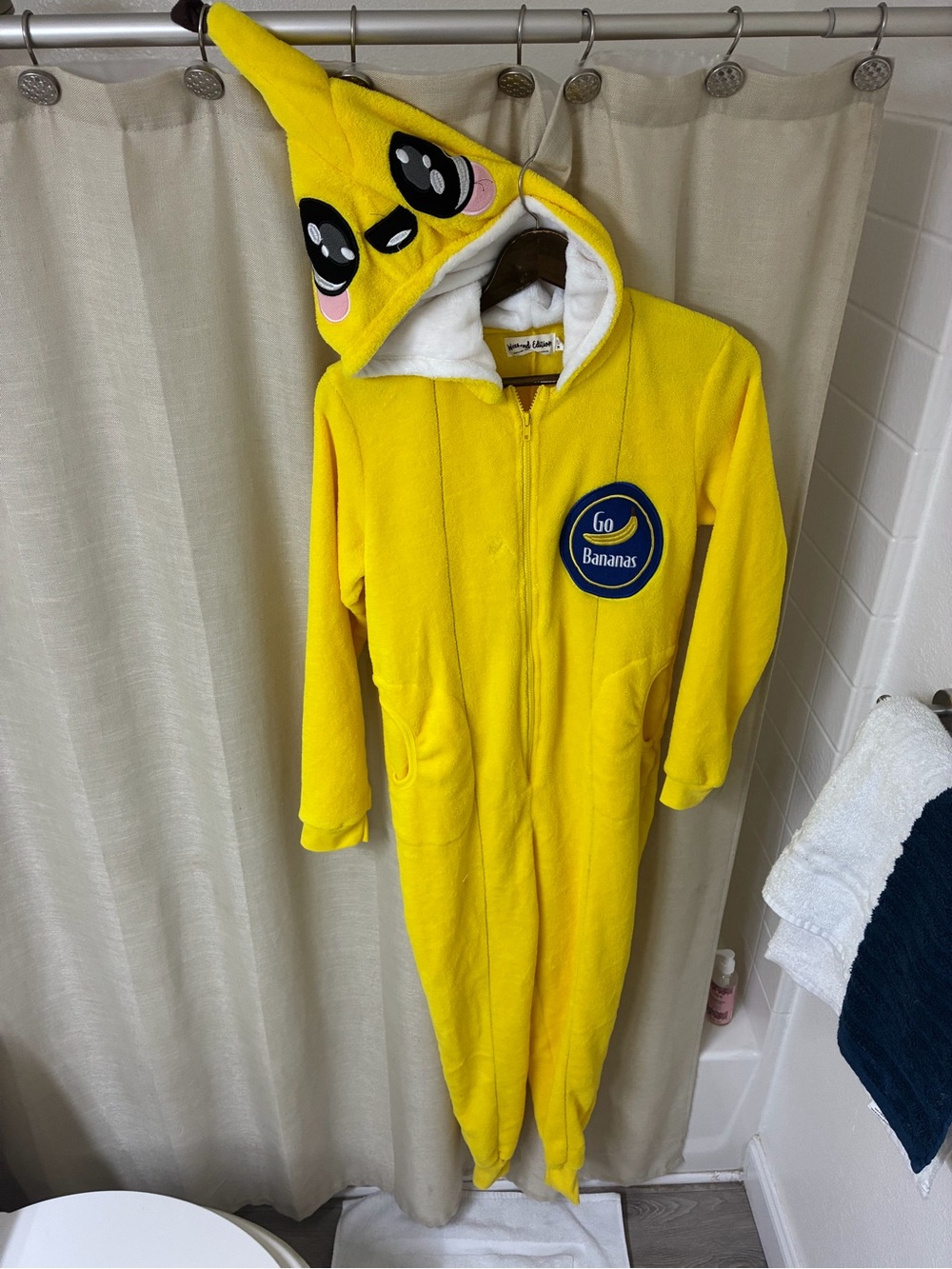 Yellow 'Go Bananas' Banana Onesie with Hood Pajamas
